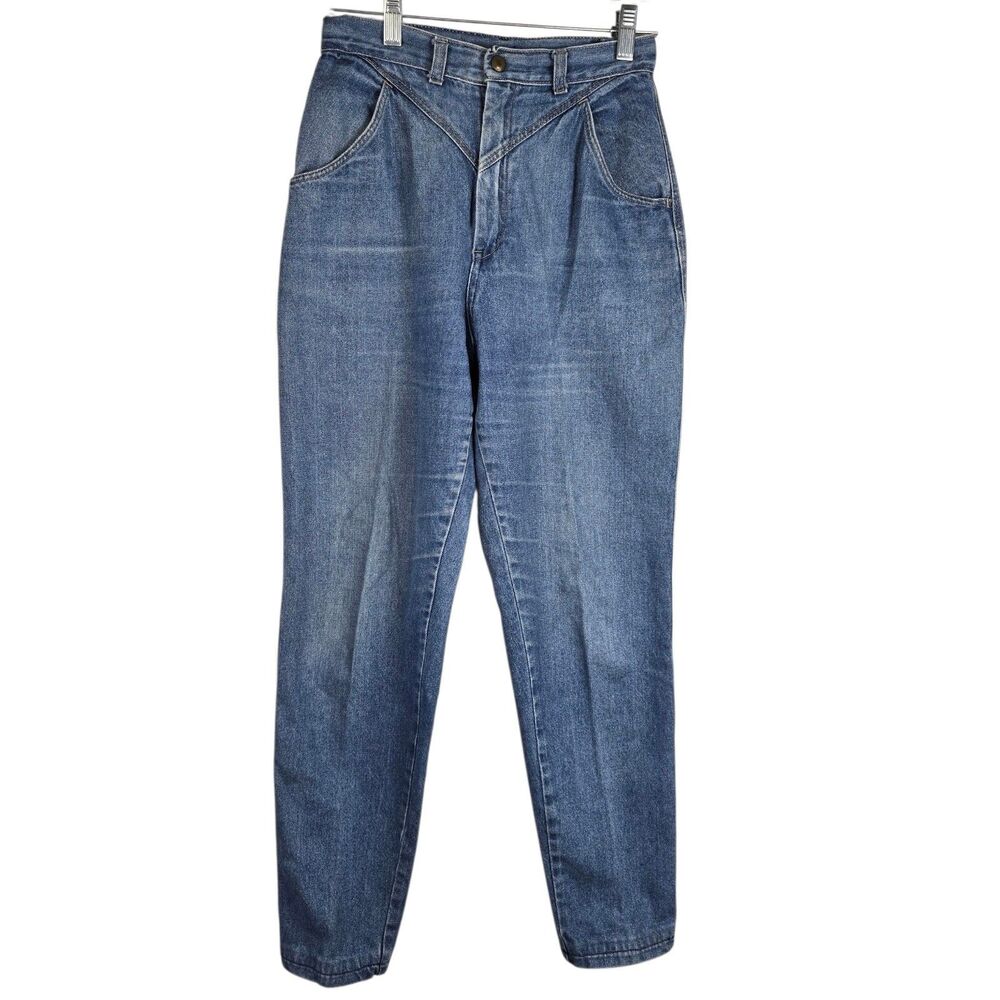 Vintage 80s Pizzazz Jeans Sz 25 x 27.5 Blue V-Yoke Tapered High Rise